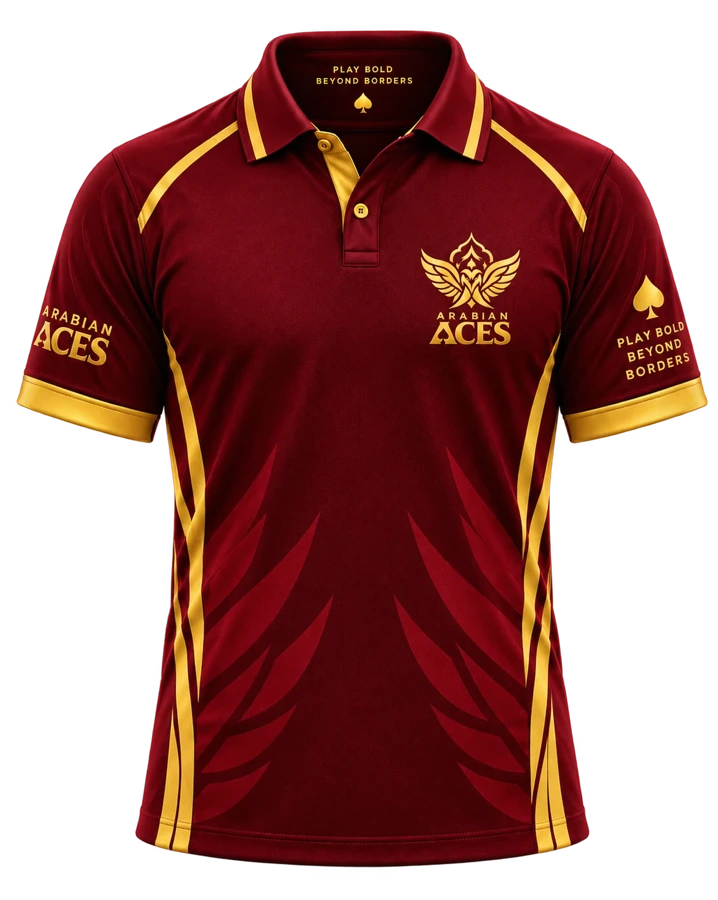 Arabian Aces match jersey showing sponsor positions