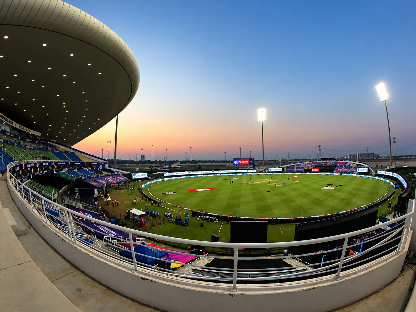 Zayed Cricket Stadium at dusk