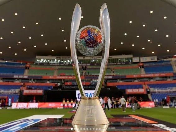 Abu Dhabi T10 trophy on the outfield